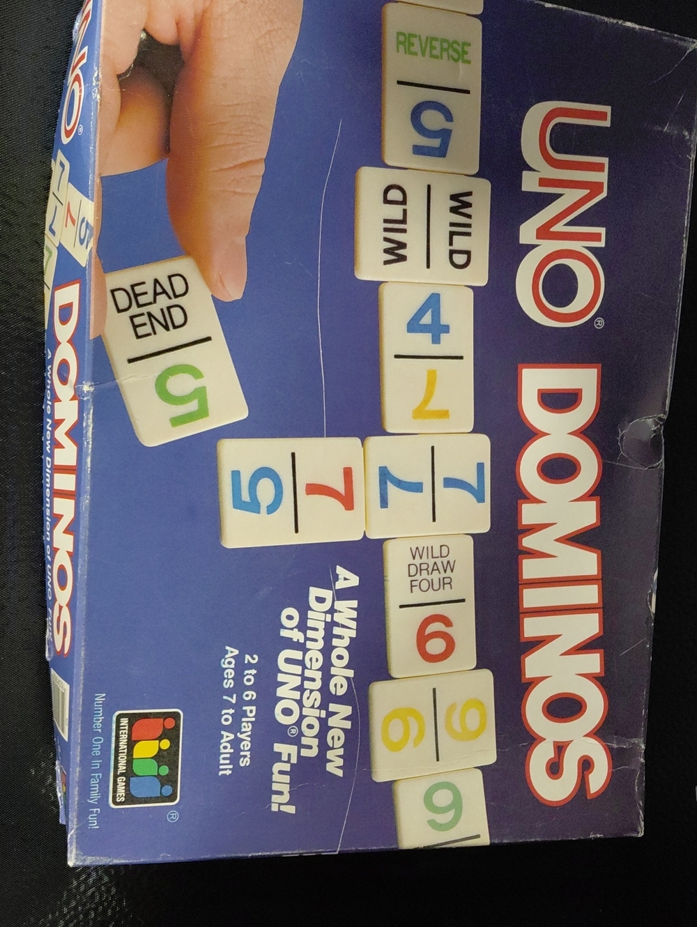 UNO Dominos Family Game - Blue Box with Multicolor Tiles